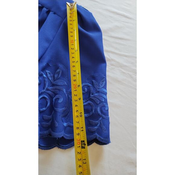 Vintage 80s -90s royal blue blouse and skirt set size 16 - Picture 13 of 16